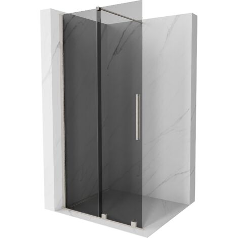 Mexen Velar paroi de douche coulissante Walk-in 90 x 200 cm, graphite 8 mm, nickel brossé - 871-090-000-43-97 (1/5)