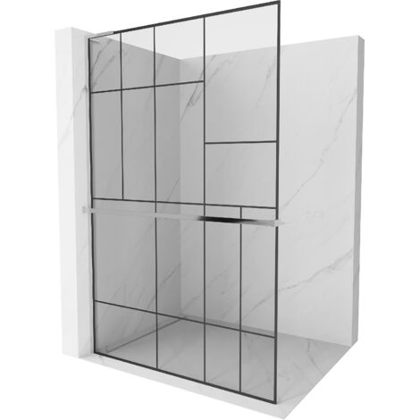 Mexen Kioto+ L paroi de douche avec étagère Walk-in 70 x 200 cm, motif noir, chrome - 800-070-123-01-78 (1/5)