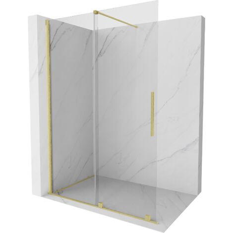 Mexen Velar Paroi de douche pliable Walk-in 140 x 200 cm, transparent 8 mm, doré brossé - 871-140-000-03-55 (1/5)
