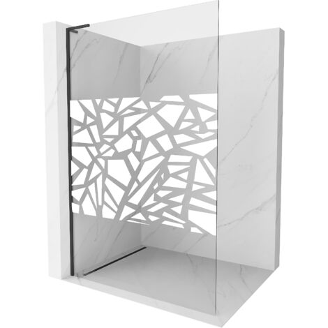 Mexen Kioto L paroi de douche Walk-in 90 x 200 cm, motif blanc, noir - 800-090-103-70-85 (1/5)