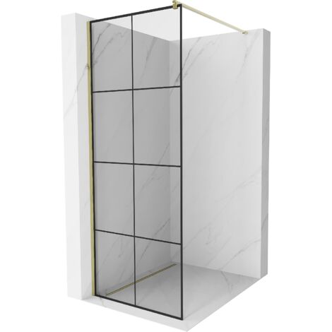 Mexen Kioto paroi de douche 70 x 200 cm, transparent/Design noir 8 mm, Or - 800-070-101-50-77 (1/5)