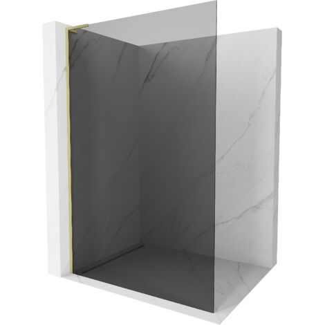 Mexen Kioto L paroi de douche Walk-in 70 x 200 cm, graphite, or brossé - 800-070-103-55-40 (1/5)