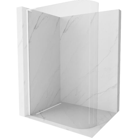 Mexen Kioto L paroi de douche arrondie Walk-in 90 x 200 cm, transparente, blanche - 800-090-103-20-06 (1/5)