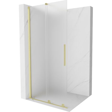 Mexen Velar paroi de douche coulissante Walk-in 85 x 200 cm, verre dépoli 8 mm, finition dorée brossée - 871-085-000-33-55 (1/5)