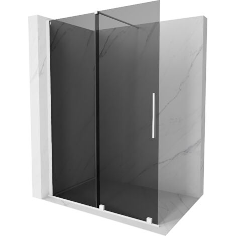 Mexen Velar paroi de douche coulissante Walk-in 130 x 200 cm, graphite 8 mm, blanc - 871-130-000-43-20 (1/5)