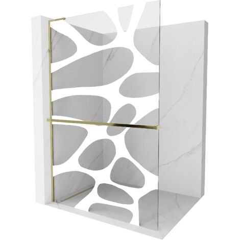 Mexen Kioto+ L paroi de douche avec étagère Walk-in 100 x 200 cm, motif blanc, doré - 800-100-123-50-97 (1/5)