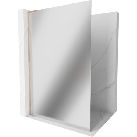 Mexen Kioto L paroi de douche Walk-in 80 x 200 cm, miroir, laiton brossé - 800-080-103-65-50 (1/5)