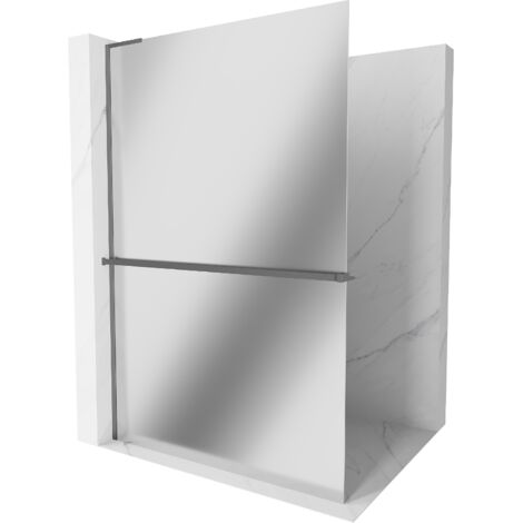 Mexen Kioto+ L paroi de douche avec étagère Walk-in 120 x 200 cm, miroir, gun metal - 800-120-123-95-50