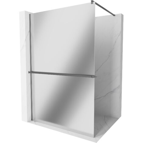 Mexen Kioto+ paroi de douche avec étagère Walk-in 140 x 200 cm, miroir, gun metal - 800-140-121-95-50