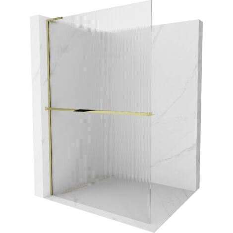 Mexen Kioto+ L paroi de douche avec étagère Walk-in 90 x 200 cm, transparent, doré - 800-090-123-50-09 (1/5)
