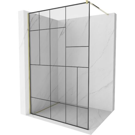 Mexen Kioto paroi de douche 70 x 200 cm, transparent/Design noir 8 mm, Or - 800-070-101-50-78 (1/5)