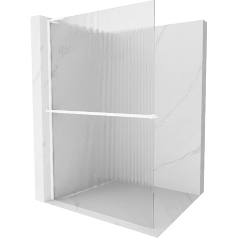 Mexen Kioto+ L paroi de douche avec étagère Walk-in 120 x 200 cm, translucide, blanche - 800-120-123-20-09 (1/5)