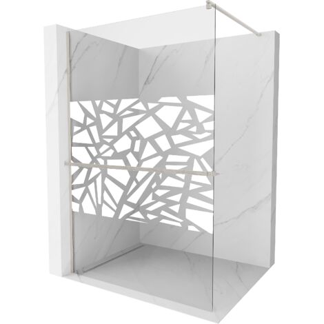 Mexen Kioto+ paroi de douche Walk-in 110 x 200 cm, motif blanc, nickel brossé - 800-110-121-97-85 (1/5)