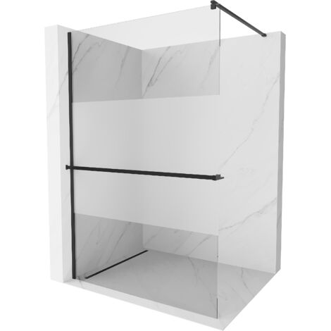 Paroi de douche Mexen Kioto+ avec étagère Walk-in 120 x 200 cm, transparent/givre, noir - 800-120-121-70-35 (1/5)