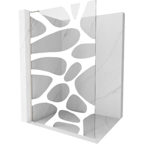 Mexen Kioto L paroi de douche Walk-in 110 x 200 cm, motif blanc, nickel brossé - 800-110-103-97-97 (1/5)