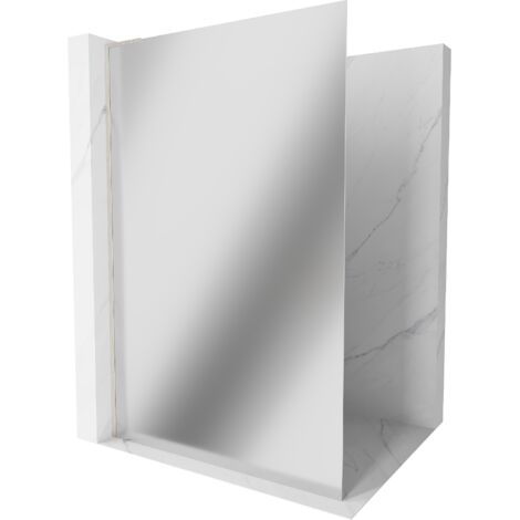 Mexen Kioto L paroi de douche Walk-in 110 x 200 cm, miroir, nickel brossé - 800-110-103-97-50 (1/5)