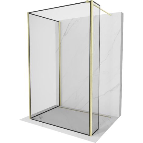 Paroi de douche Mexen Kioto 120 x 90 x 40 cm, motif noir, or brossé - 800-120-090-221-55-70-040 (1/5)