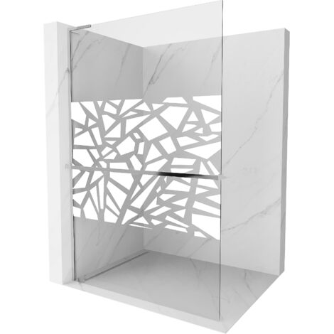 Mexen Kioto+ L paroi de douche avec étagère Walk-in 120 x 200 cm, motif blanc, chrome - 800-120-123-01-85 (1/5)