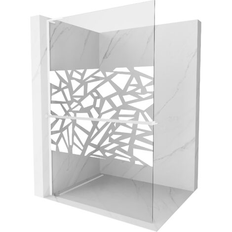 Mexen Kioto+ L paroi de douche avec étagère Walk-in 110 x 200 cm, motif blanc, blanc - 800-110-123-20-85 (1/5)