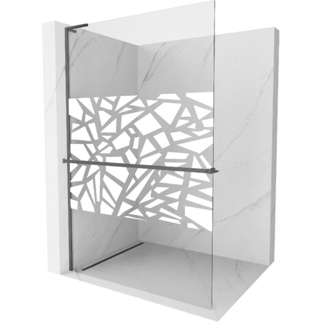 Mexen Kioto+ L paroi de douche avec étagère Walk-in 100 x 200 cm, motif blanc, gun metal - 800-100-123-95-85 (1/5)