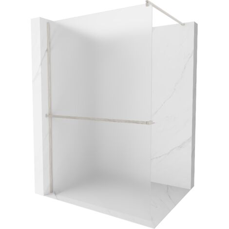 Mexen Kioto+ paroi de douche avec étagère Walk-in 90 x 200 cm, givré, nickel brossé - 800-090-121-97-30 (1/5)