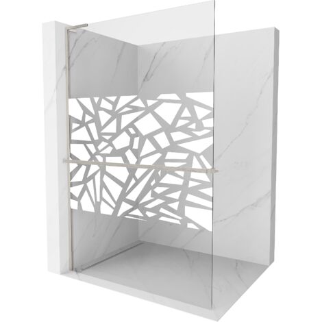 Mexen Kioto+ L paroi de douche avec étagère Walk-in 110 x 200 cm, motif blanc, nickel brossé - 800-110-123-97-85 (1/5)