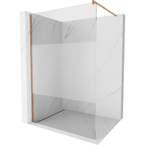 Mexen Kioto paroi de douche Walk-in 70 x 200 cm, transparent/opaque 8 mm, laiton brossé - 800-070-101-65-35 (1/5)