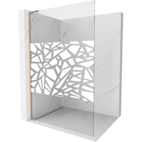 Mexen Kioto L paroi de douche Walk-in 110 x 200 cm, motif blanc, laiton brossé - 800-110-103-65-85 (1/5)