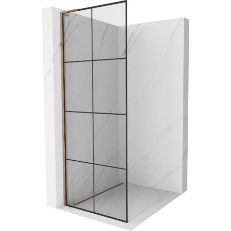 Mexen Kioto L paroi de douche Walk-in 90 x 200 cm, motif noir, or rose - 800-090-103-60-77 (1/5)