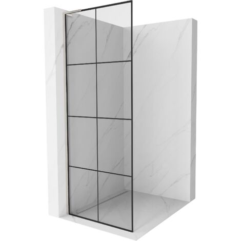 Mexen Kioto L paroi de douche Walk-in 70 x 200 cm, motif noir, nickel brossé - 800-070-103-97-77 (1/5)