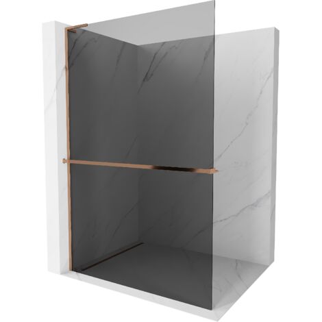 Mexen Kioto+ L paroi de douche avec étagère Walk-in 110 x 200 cm, graphite, or rose - 800-110-123-60-40 (1/5)