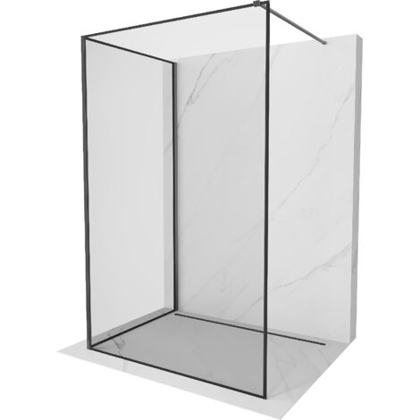 Mexen Kioto paroi de douche Walk-in 120 x 90 cm, motif noir, gris fusil brossé - 800-120-212-66-70-090 (1/5)