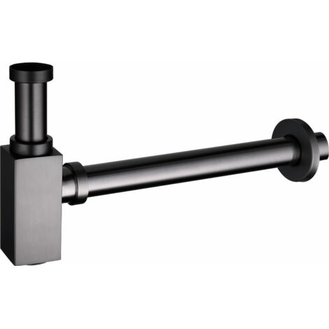 Mexen demi siphon carré pour lavabo, Graphite - 79960-66 (1/2)