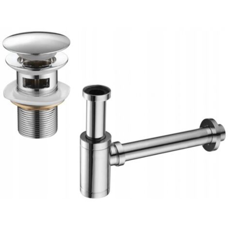 Mexen demi-siphone rond pour lavabo avec bouchon clic-clac, avec trop-plein, Chrome - 7992050-00