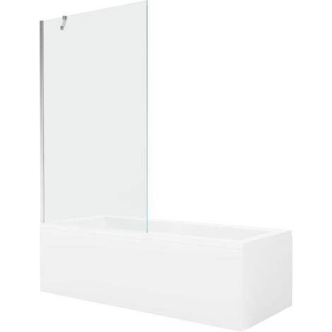 Mexen Cubik baignoire rectangulaire 150 x 70 cm avec habillage et paroi 1 volet 100 cm, transparent, chrome - 550315070X9510000 (1/5)