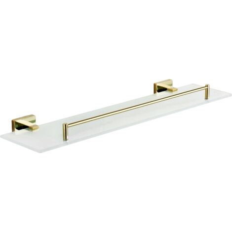 Mexen – Étagère murale en verre or 500mm x 125mm – Charge maximale 15kg – Fixation murale – 702073750 (1/2)