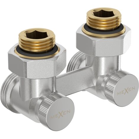 Mexen vanne de radiateur bitube DN50, angulaire 1/2"x3/4", nickel - W911-012-01