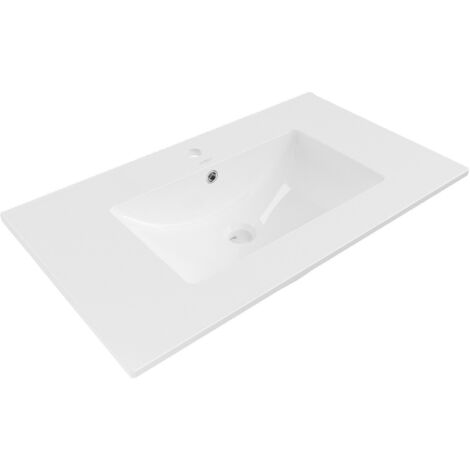 Mexen – Lavabo encastré céramique sanitaire blanc 80 x 46 cm – Trou de débordement – Trou robinet mélangeur – 25018000