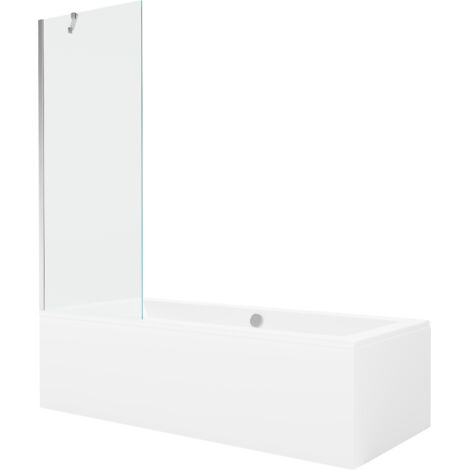 Mexen Cube baignoire rectangulaire 170 x 80 cm avec tablier et paroi 1 volet 70 cm, transparent, chrome - 550517080X9507000001 (1/5)