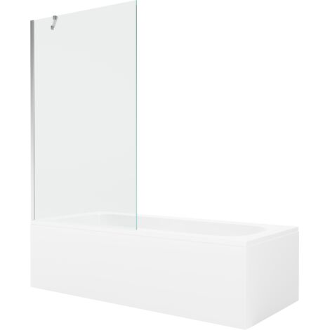 Mexen Vega baignoire rectangulaire 170 x 70 cm avec tablier et paroi 1 volet 100 cm, transparent, chrome - 550117070X9510000001 (1/5)