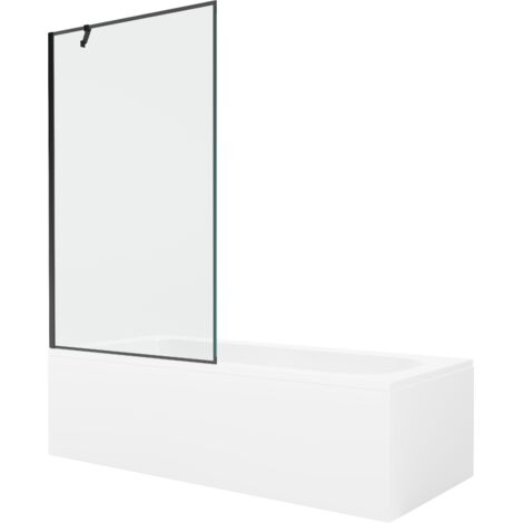 Mexen Vega baignoire rectangulaire 160 x 70 cm avec habillage et paroi 1-volet 100 cm, motif noir - 550116070X9510007070 (1/5)