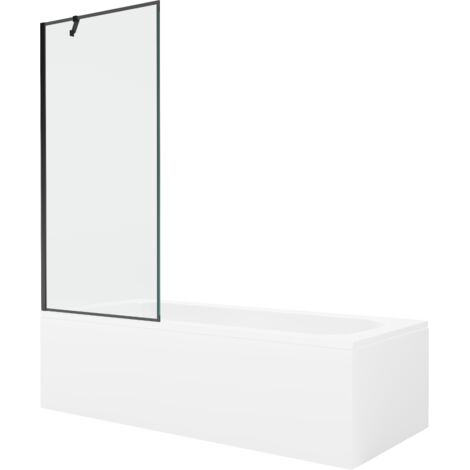 Mexen Vega baignoire rectangulaire 150 x 70 cm avec tablier et paroi 1-volet 80 cm, motif noir - 550115070X9508007070 (1/5)