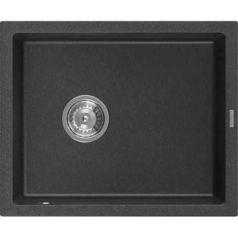 Mexen Pedro évier en granit à 1 cuve 560 x 460 mm, Noir moucheté - 6508561000-76 (1/5)