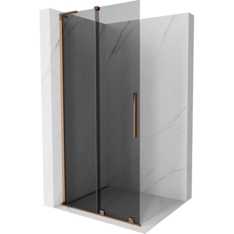 Mexen Velar L paroi de douche coulissante Walk-in 120 x 200 cm, graphite 8 mm, or rose - 871-120-003-43-60 (1/5)