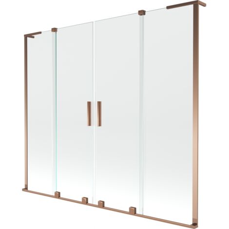 Paroi de baignoire à 2 volets coulissants Mexen Velar L Duo 180 x 150 cm, transparent, or rose - 896-180-003-02-60