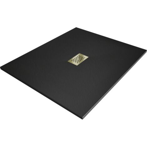 Mexen Hugo baignoire rectangulaire SMC 130 x 100 cm, noir, cache en or - 42701013-G (1/5)