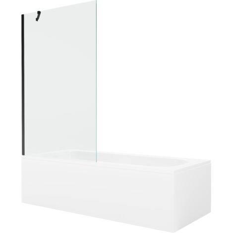 Mexen Vega baignoire rectangulaire 150 x 70 cm avec habillage et écran 1-volet 100 cm, transparent, noir - 550115070X9510000070 (1/5)