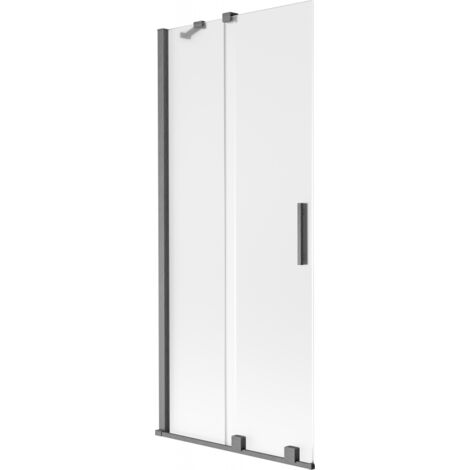 Mexen Velar paroi de baignoire coulissante à 2 vantaux 80 x 150 cm, givrée, gris brossé - 896-080-000-31-66 (1/2)
