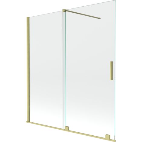 Mexen Velar écran de baignoire à 2 ailes coulissante 150 x 150 cm, transparent, or brossé - 896-150-000-01-55 (1/5)