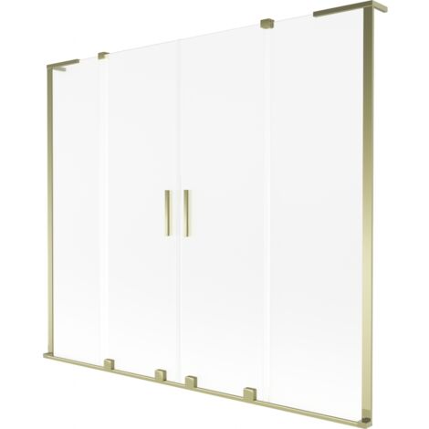 Paroi de baignoire coulissante à 2 volets Mexen Velar L Duo 170 x 150 cm, givrée, dorée - 896-170-003-32-50